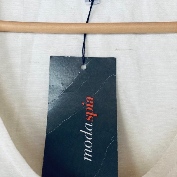 Modaspia Cream Cotton/Linen Dress with Pocket Sz M - Picture 3 of 6